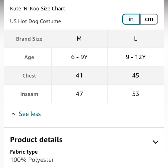 Kute’N’Koo realistic Hot Dog kids costume size L (9-12) ❤️🌭💛🌭 - Picture 14 of 16